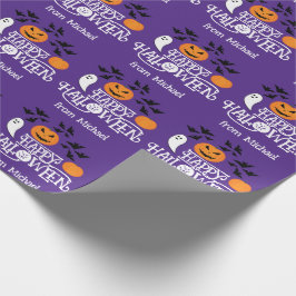 Glücklicher Halloween Kürbis Gespenster Fledermäus Geschenkpapier