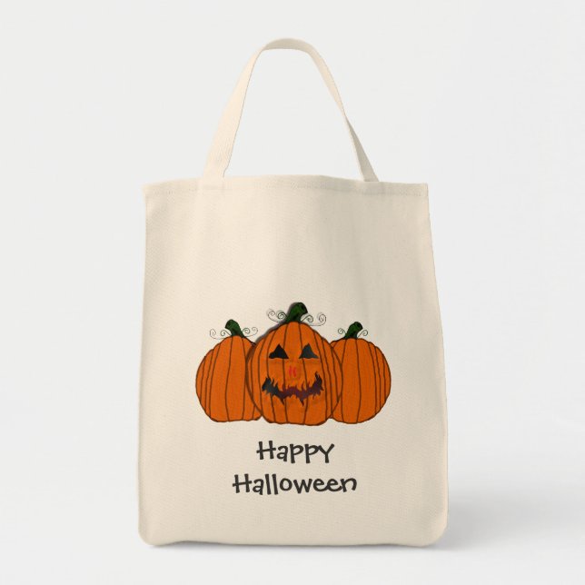 Glücklicher Halloween-Kürbis Tragetasche (Vorne)