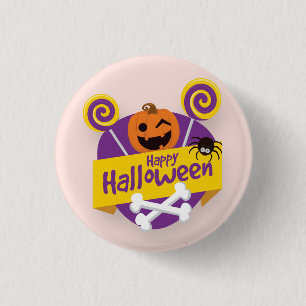 Glücklicher Halloween-Kürbis-und Button-Knopf der Button