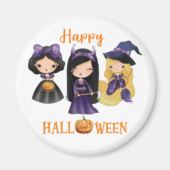 Glücklicher Halloween-Magnet Girl Spooky Prinzessi Magnet (Vorne)