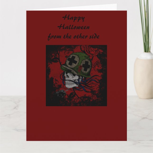 Glücklicher Halloween-Skelettsoldat Karte (Vorderseite)