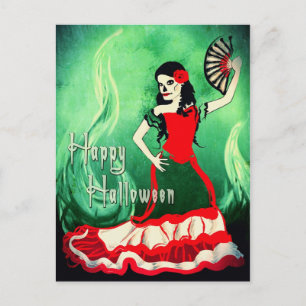 glücklicher halloween spanischer tänzer postkarte