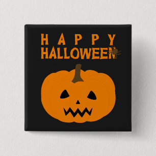 Glücklicher Halloween-Text und Kürbis auf den Sc Button