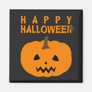 Glücklicher Halloween-Text und Kürbis auf Schwar Magnet