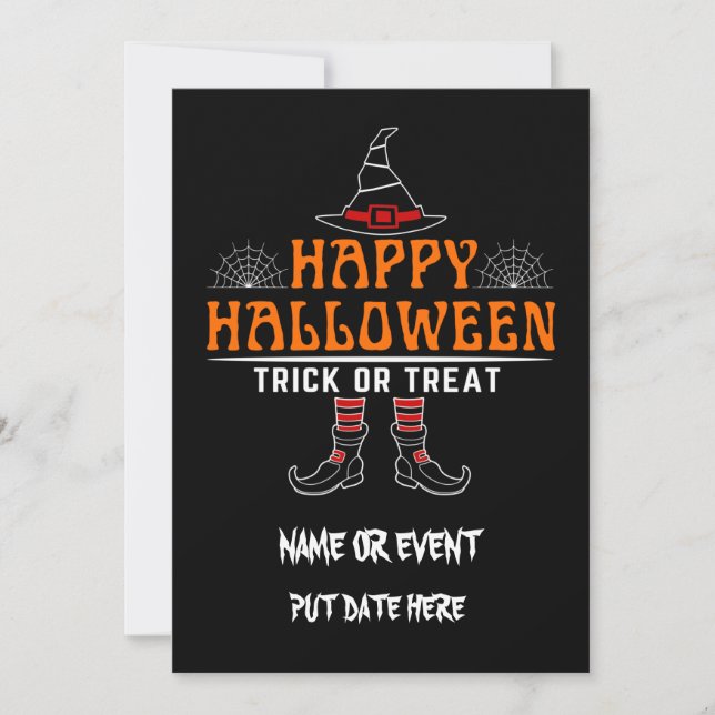 glücklicher halloween trick oder behandeln editier einladung (Vorderseite)