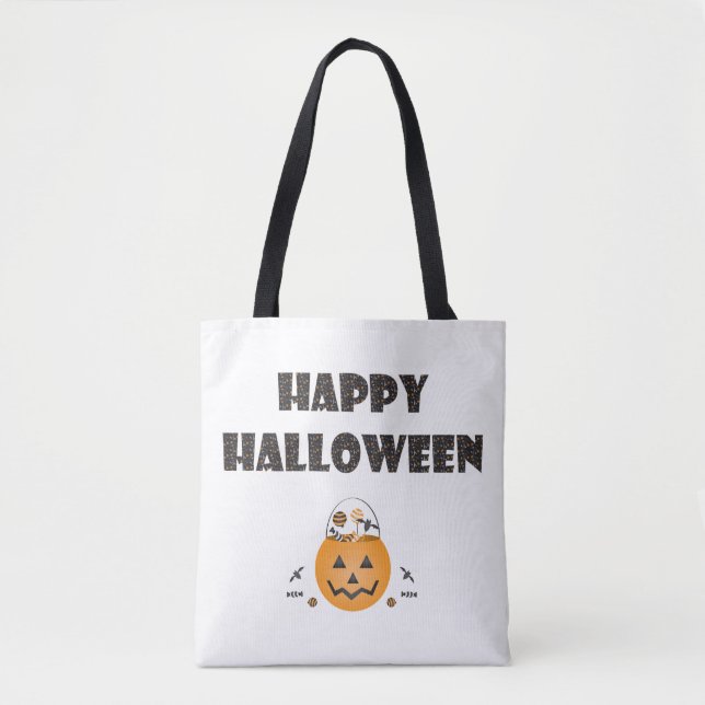 Glücklicher Halloween-Trick oder Kürbislaterne beh Tasche (Vorderseite)