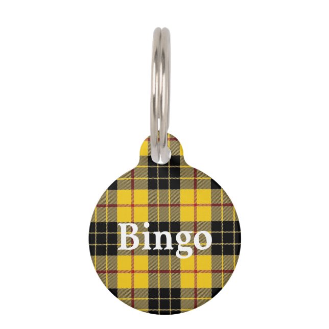Glücklicher Haustier-Clan MacLeod Tartan kariert Tiernamensmarke (Vorderseite)
