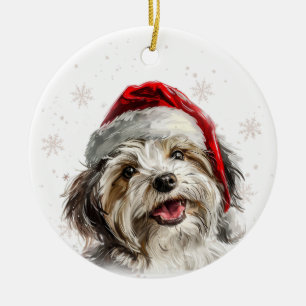 Glücklicher Havaneser-Hund Weihnachten Personalisi Keramik Ornament