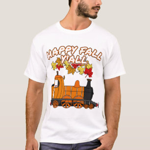 Glücklicher Herbst euch alle Dampfzug-Kürbis-Eisen T-Shirt