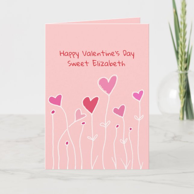 Glücklicher Herz-individueller Name des Valentines Karte (Vorderseite)