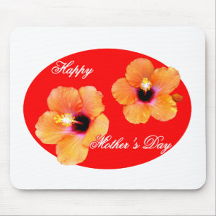Glücklicher Hibiskus-rotes rotes Oval der Mutter T Mousepad