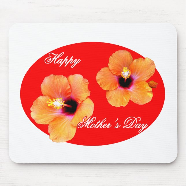 Glücklicher Hibiskus-rotes rotes Oval der Mutter T Mousepad (Vorne)