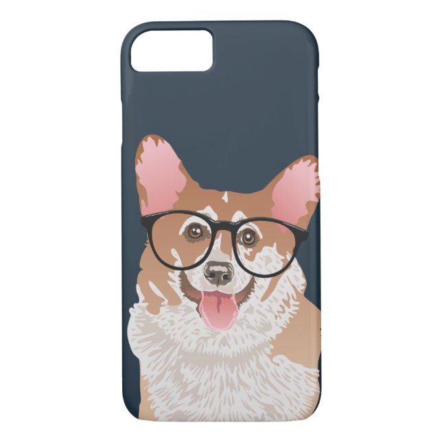 Glücklicher Hipsterpembroke-WaliserCorgi Case-Mate iPhone Hülle (Rückseite)
