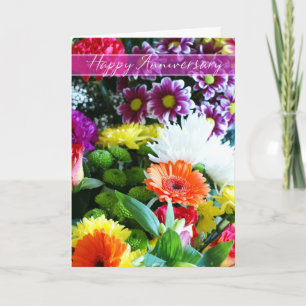 Glücklicher Hochzeits-Jahrestags-Blumenstrauß der Karte