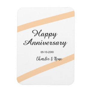 Glücklicher Hochzeitstag orange Pastelllinien Name Magnet
