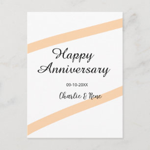 Glücklicher Hochzeitstag orange Pastelllinien Name Postkarte