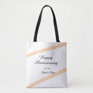 Glücklicher Hochzeitstag orange Pastelllinien Name Tasche