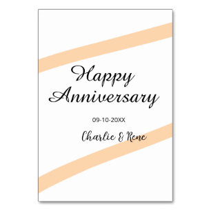 Glücklicher Hochzeitstag orange Pastelllinien Name Tischnummer