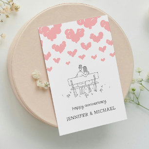 Glücklicher Hochzeitstag Verheiratetes Paar Herzen Postkarte