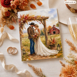 Glücklicher Hochzeitstag Western Scheune Herbstgru Karte