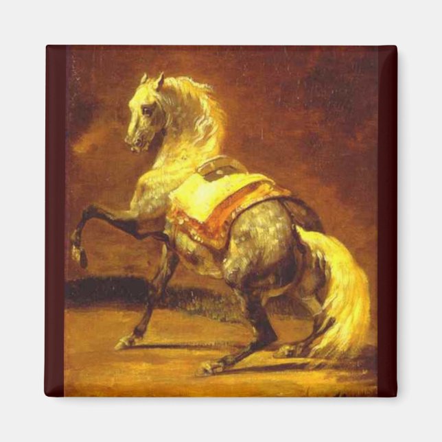 GLÜCKLICHER HORSE, Gelbbraun Magnet (Vorne)