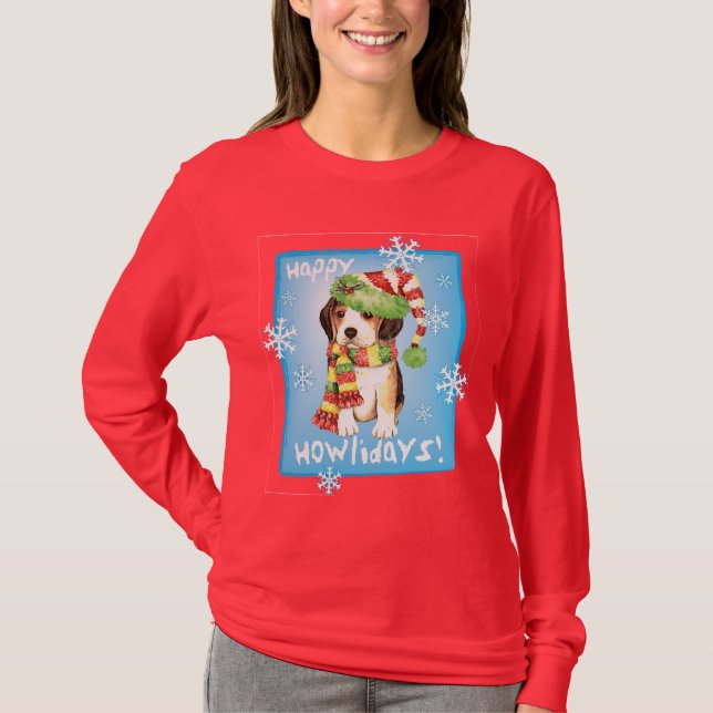 Glücklicher Howliday Beagle T-Shirt (Vorderseite)