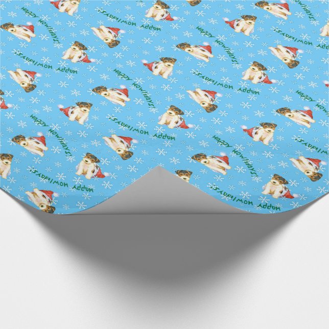 Glücklicher Howliday Draht-Foxterrier Geschenkpapier (Ecke)