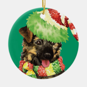 Glücklicher Howliday Schäferhund Keramikornament