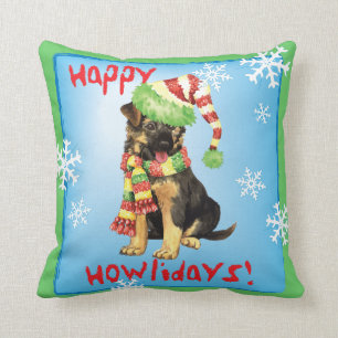 Glücklicher Howliday Schäferhund Kissen