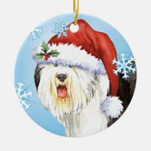 Glücklicher Howlidays alter englischer Schäferhu Keramikornament