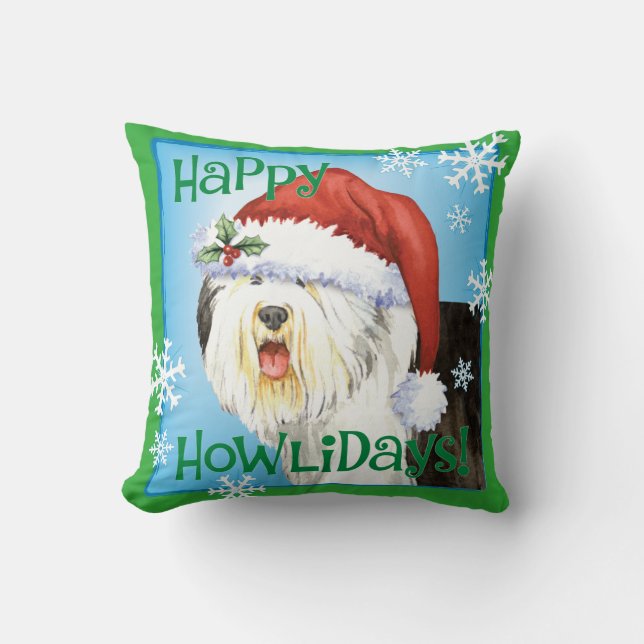 Glücklicher Howlidays alter englischer Schäferhund Kissen (Vorderseite)