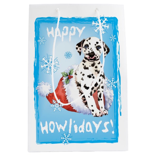 Glücklicher Howlidays Dalmatiner Mittlere Geschenktüte (Vorderseite)