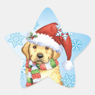 Glücklicher Howlidays gelber Labrador Stern-Aufkleber