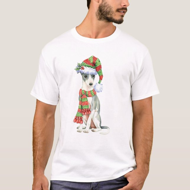Glücklicher Howlidays italienischer Windhund T-Shirt (Vorderseite)
