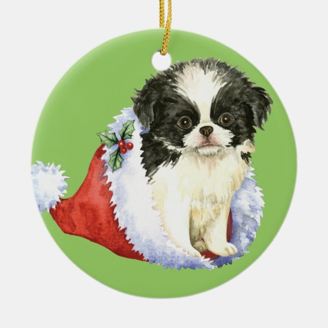 Glücklicher Howlidays Japaner Chin Keramikornament (Vorne)