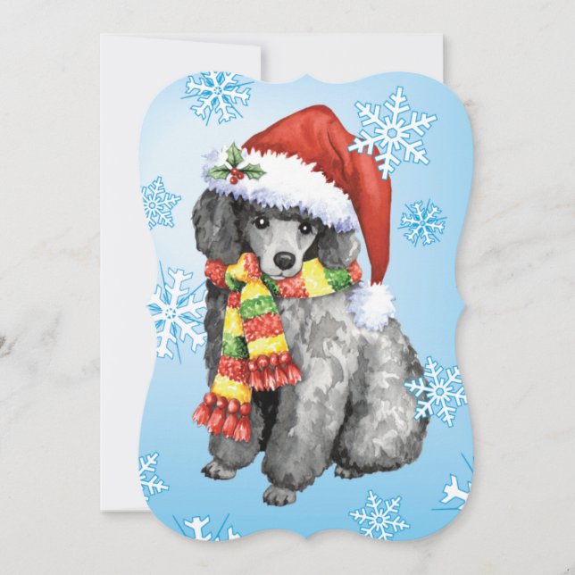 Glücklicher Howlidays Miniaturpudel Feiertagskarte (Vorderseite)