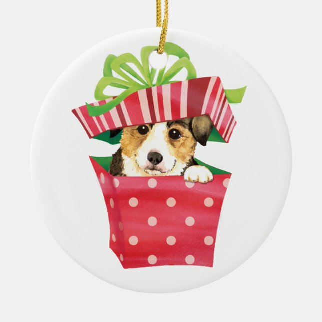 Glücklicher Howlidays Pembroke-WaliserCorgi Keramik Ornament (Vorne)