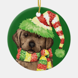 Glücklicher Howlidays Schokoladen-Labrador Keramikornament