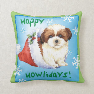 Glücklicher Howlidays Shih Tzu Kissen