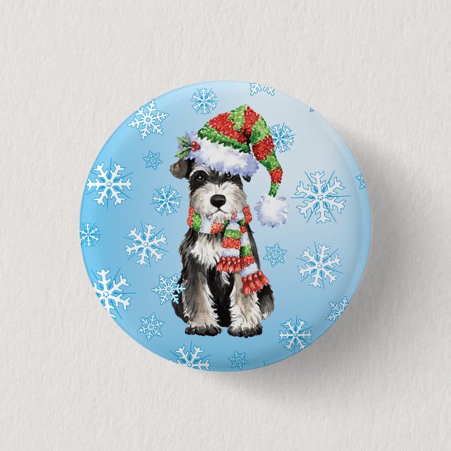 Glücklicher Howlidays Zwergschnauzer Button (Vorderseite)
