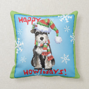 Glücklicher Howlidays Zwergschnauzer Kissen