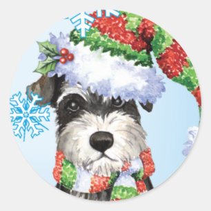 Glücklicher Howlidays Zwergschnauzer Runder Aufkleber