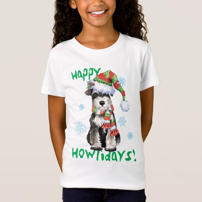 Glücklicher Howlidays Zwergschnauzer T-Shirt (Vorderseite)