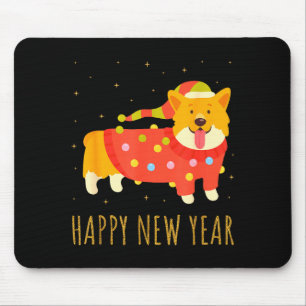 Glücklicher Hund Corgi feiert Neujahr Cozy Christm Mousepad