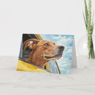 Glücklicher Hund im gelben Auto Kunstprint Karte