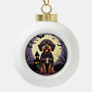 Glücklicher Hund im Halloween-Stil Keramik Kugel-Ornament