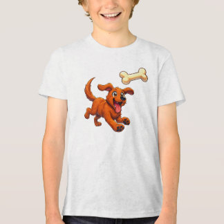 Glücklicher Hund jagt Knochen – Süßes Cartoon-Welp Tri-Blend Shirt