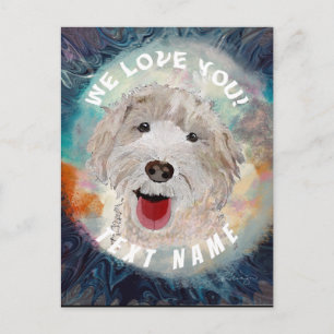 Glücklicher Hund, Labradoodle lächelnd Postkarte