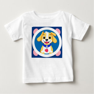 Glücklicher Hund mit Halsband Baby lächelnder Welp T-shirt