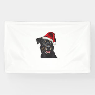 Glücklicher Hund mit Weihnachtsmannhut-Kostüm für Banner